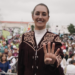 Claudia Sheinbaum, próxima presidenta de México, luciendo una cuera tamaulipeca.